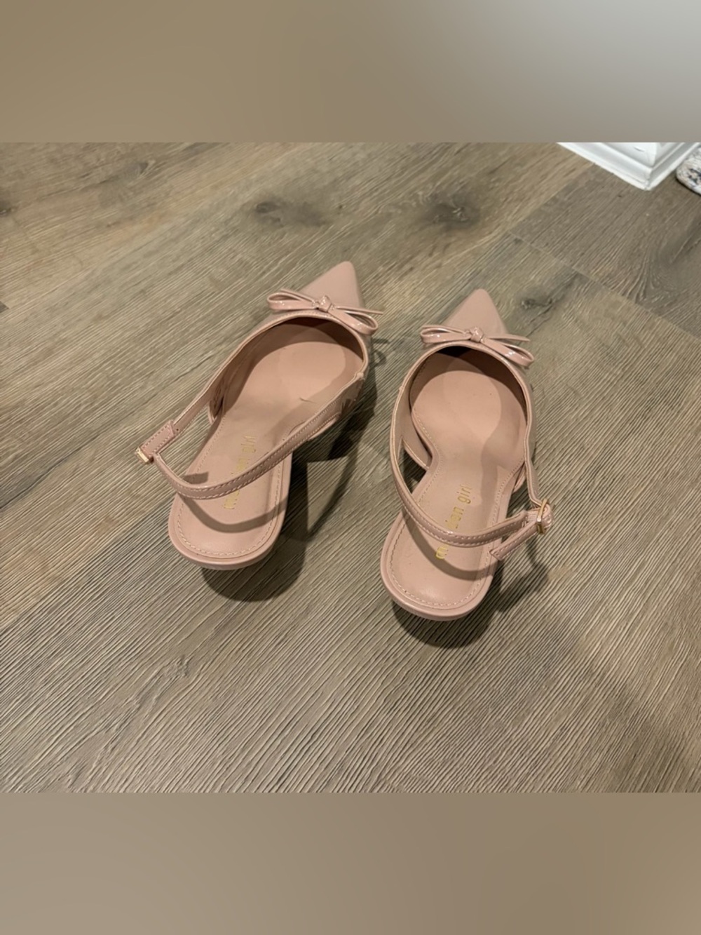 Madden Girl Blush Pink Pointed Slingback Heels with Bow - Picture 3 of 6